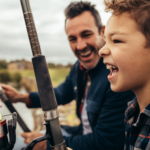 dad and boy fishing